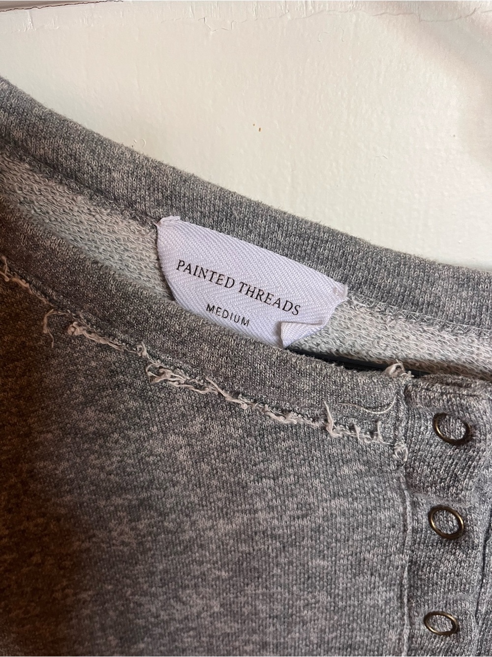 painted threads Gray Button-Front Henley Sweater